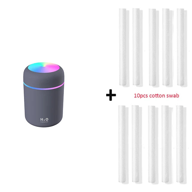 Portable 300ml Humidifier & Aroma Diffuser - USB Ultrasonic Dazzle Cup with Romantic Light