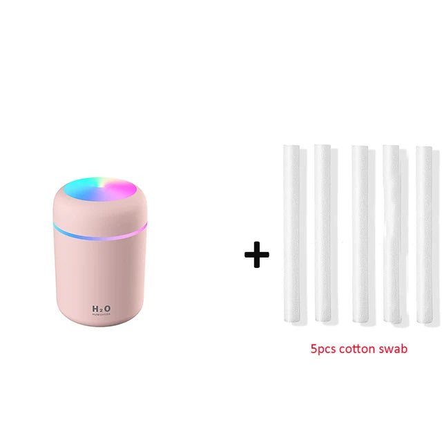 Portable 300ml Humidifier & Aroma Diffuser - USB Ultrasonic Dazzle Cup with Romantic Light