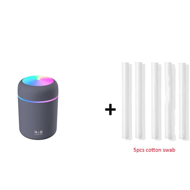 Portable 300ml Humidifier & Aroma Diffuser - USB Ultrasonic Dazzle Cup with Romantic Light