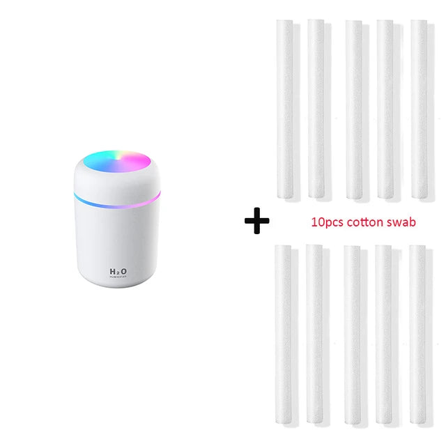 Portable 300ml Humidifier & Aroma Diffuser - USB Ultrasonic Dazzle Cup with Romantic Light