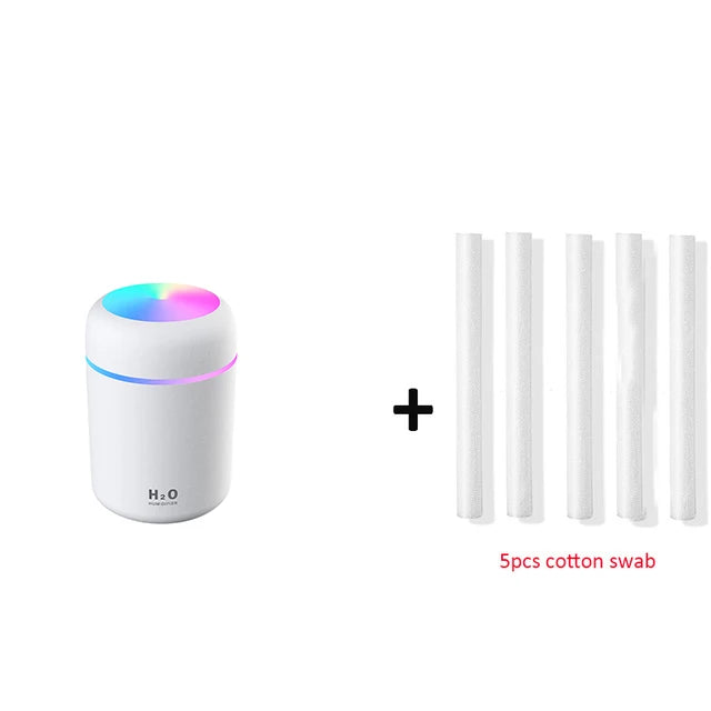Portable 300ml Humidifier & Aroma Diffuser - USB Ultrasonic Dazzle Cup with Romantic Light